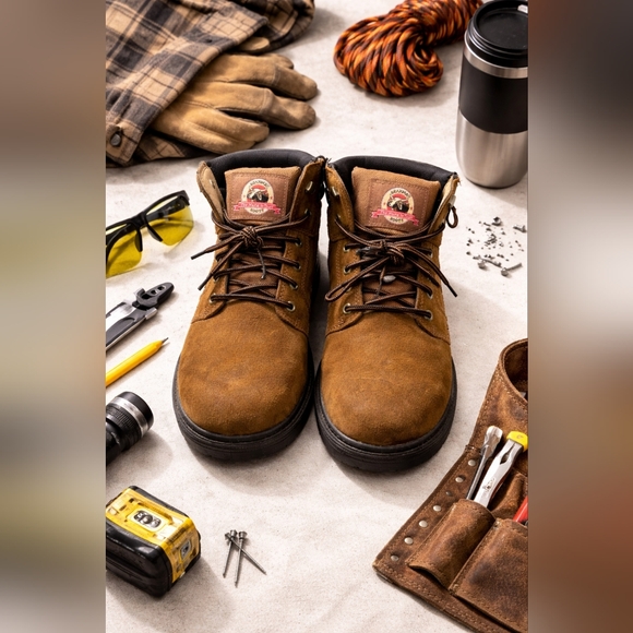 Brahma Other - Brahma Bravo Brown Suede Keather Work Boots. Lace-Up Safety Ankle Boots. Mens10M